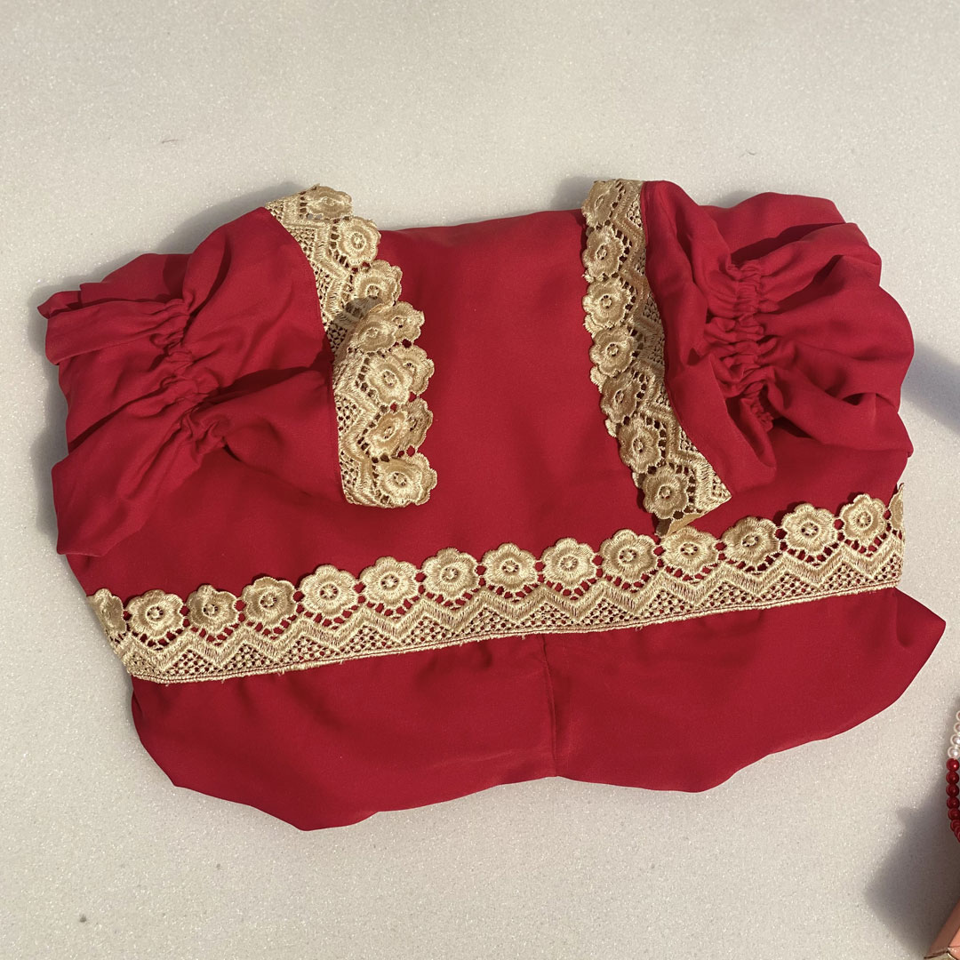 RED WITH GOLDEN LACE