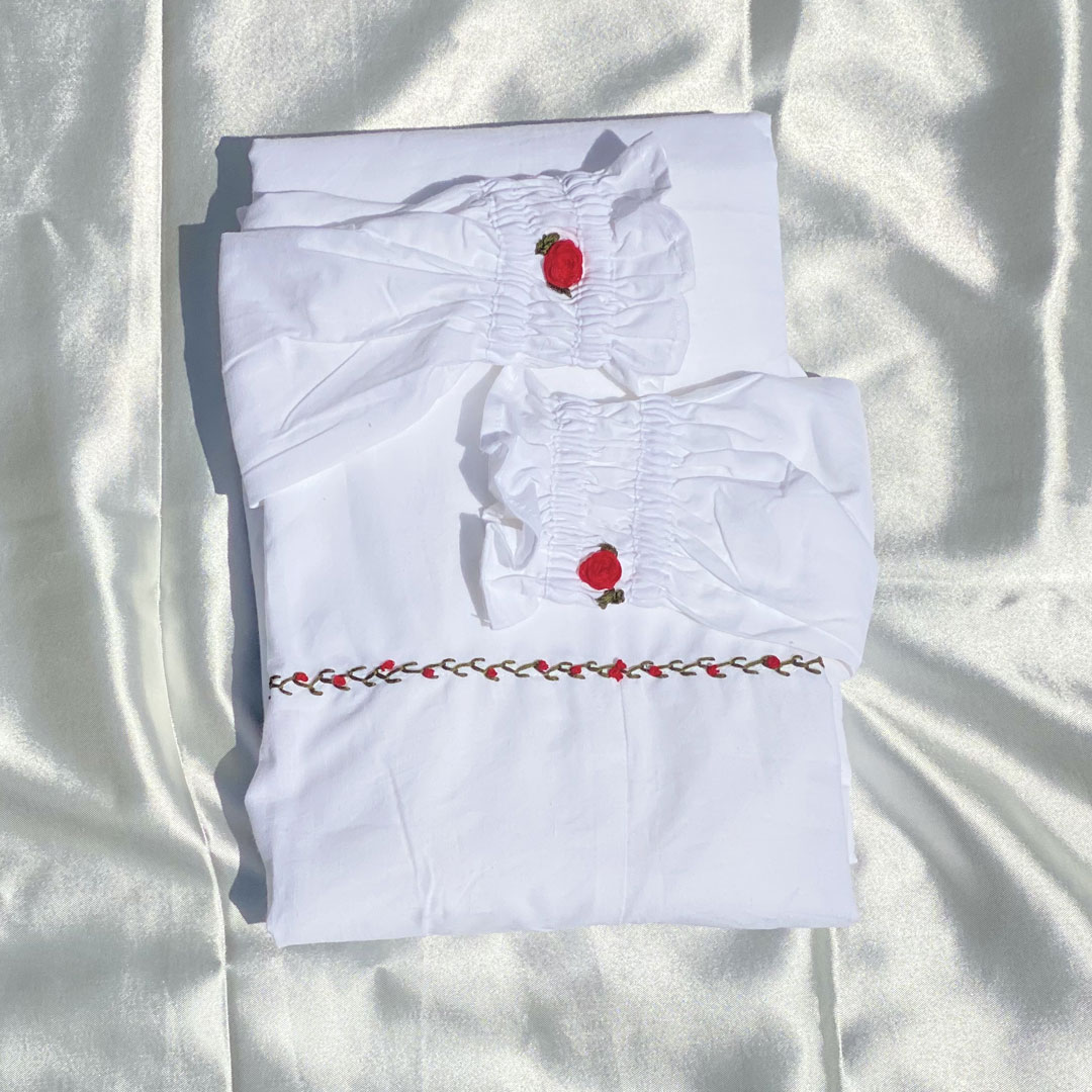 Red Spiral Rose Embroidery - Image 3