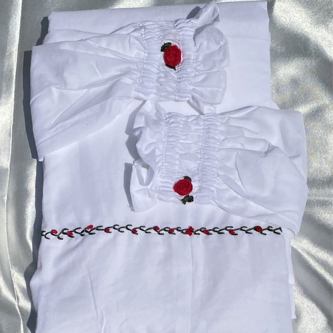 Red Spiral Rose Embroidery - Image 2