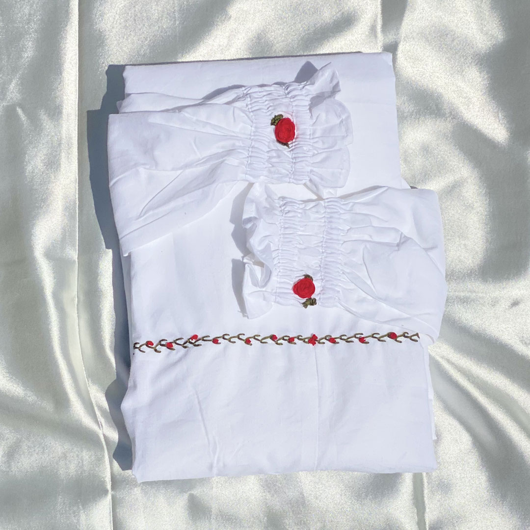 Red Spiral Rose Embroidery