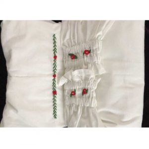 Red and white dot designed Embroidery Prayer dress