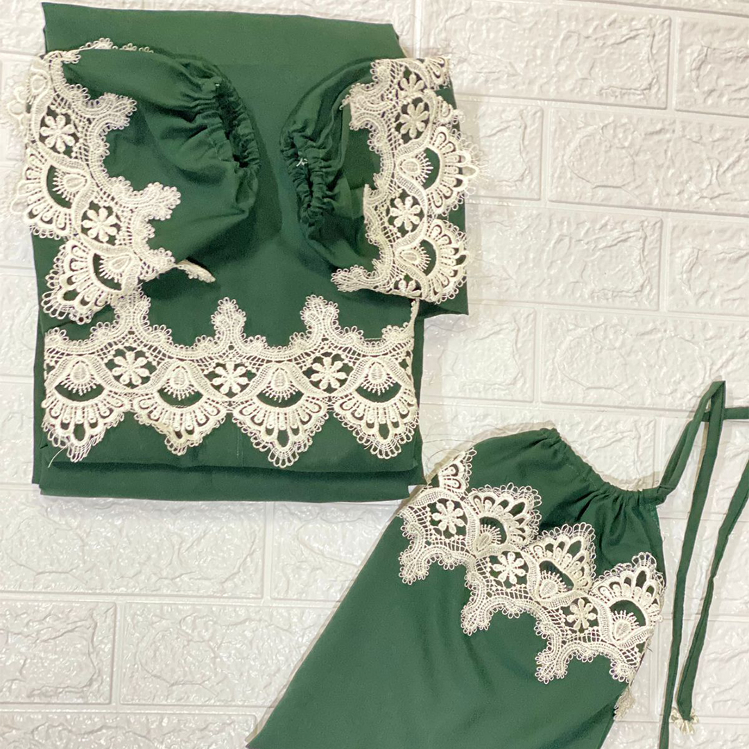 Luxurious crepe with imported lace - Image 2