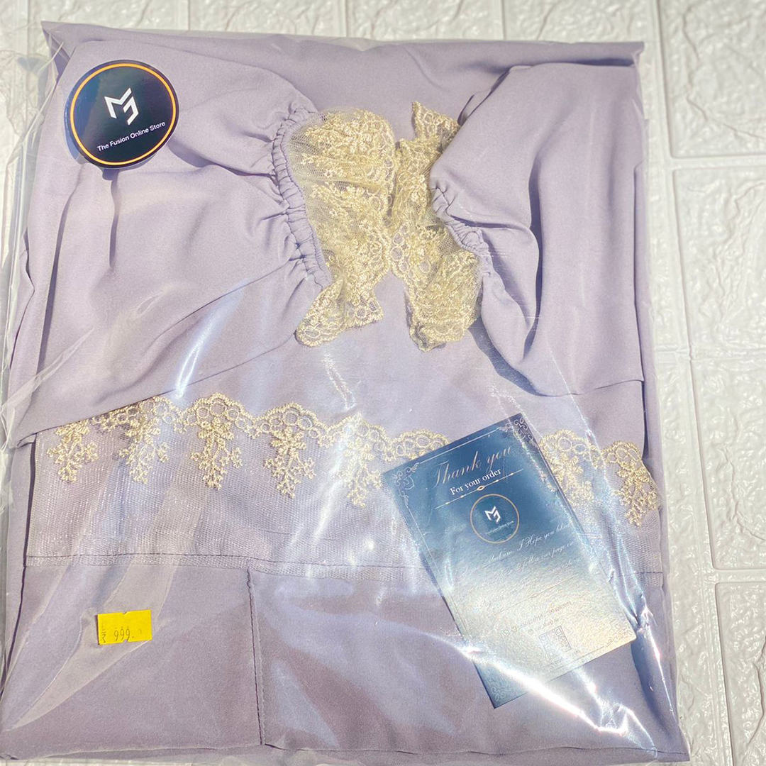 Luxurious crepe with imported Lace - Image 2
